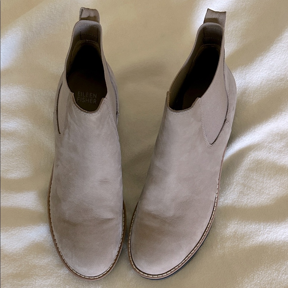 New Eileen Fisher Luv Ankle Bootie Wedge Chelsea Brown Leather Size 8.5